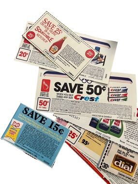 Huge lots of 1980’s coupons in pristine condition. Heinz, USA olympics logo, etc